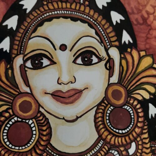 Apsara in the style of Kerala Mural